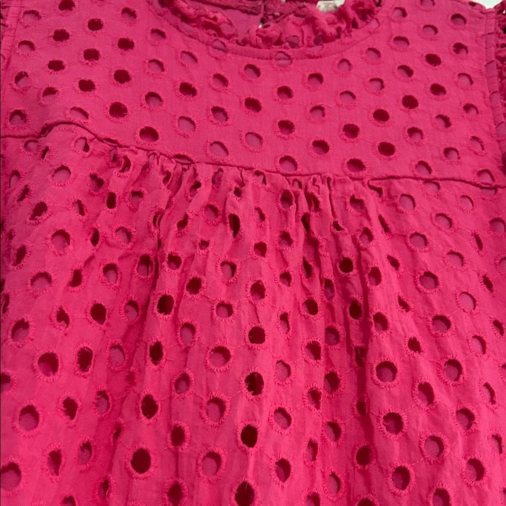 JODIFL Pink Eyelet Ruffle Blouse - Picture 2 of 7